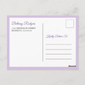 Änderung der Pläne Ankündigung Chic Lila Blüte Postkarte (Rückseite)