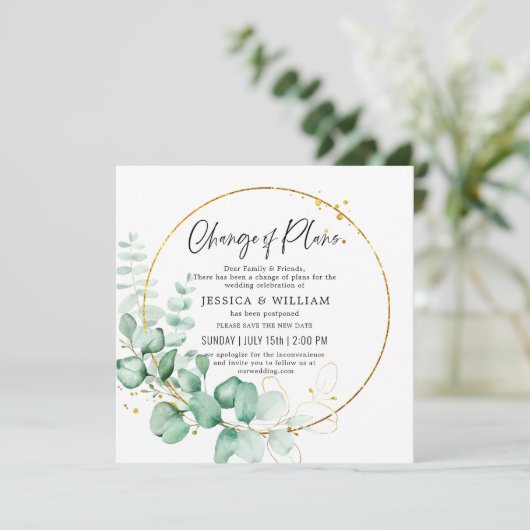 Änderung der Pläne aufgeschoben Eukalyptus-Grünflä Einladung (Stehend Vorderseite)