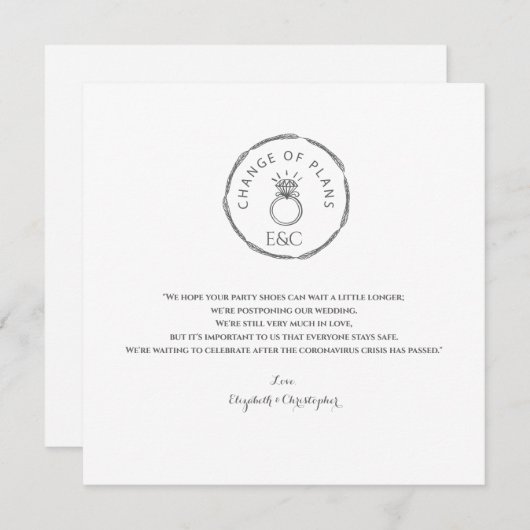 Änderung der Pläne aufgeschoben Moderne Monogramm Ankündigung (Vorne/Hinten)