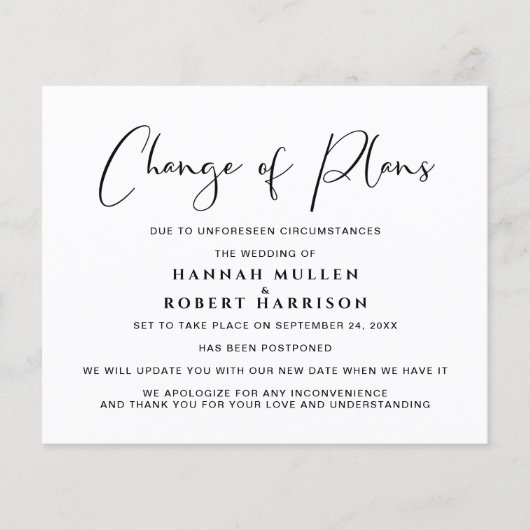 Änderung der Pläne Aufschiebung (Vorderseite)