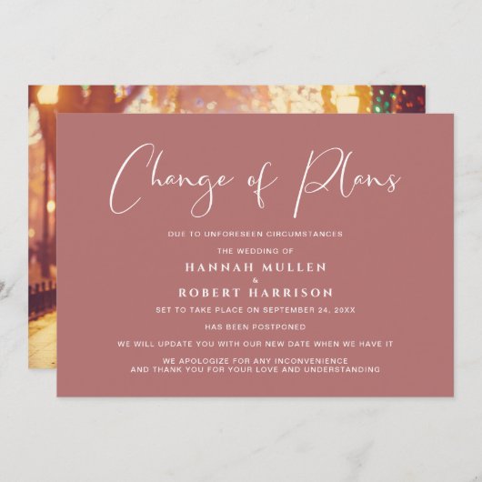 Änderung der Pläne Aufschiebung Foto Marsala Ankündigung (Vorne/Hinten)