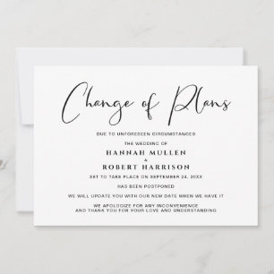 Änderung der Pläne Aufschiebung Schwarz-weiß storn Ankündigung