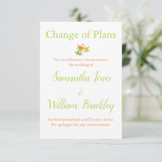 Änderung der Pläne Begleitkarte (Stehend Vorderseite)