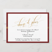 Änderung der Pläne Elegante Burgundy Gold Stripe K Einladung (Vorderseite)