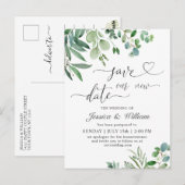 Änderung der Pläne Elegante Eukalyptus Hochzeit Postkarte (Vorne/Hinten)