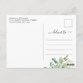 Änderung der Pläne Elegante Eukalyptus Hochzeit Postkarte (Rückseite)