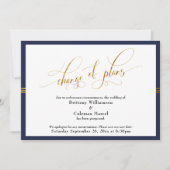 Änderung der Pläne Elegante Marine mit Gold Stripe Einladung (Vorderseite)