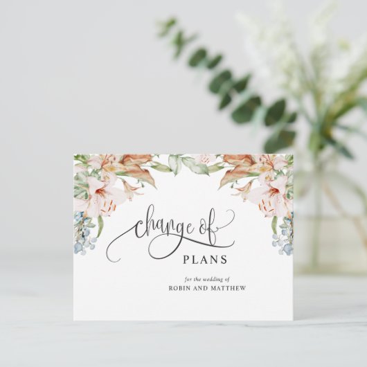 Änderung der Pläne, Erdbeige Hochzeit abgebrochen Ankündigungspostkarte (Stehend Vorderseite)