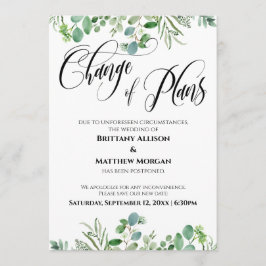 Änderung der Pläne Eukalyptus Aufgehobene Hochzeit Einladung