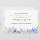 Änderung der Pläne für Blaue Hydrangeas im Brautpa Einladung (Rückseite)