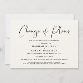 Änderung der Pläne für die Hochzeitverlängerung Ankündigung