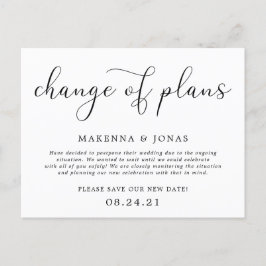 Änderung der Pläne für die Hochzeitverlängerung Ankündigungspostkarte
