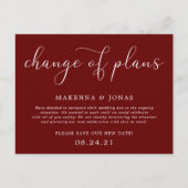 Änderung der Pläne für die Hochzeitverlängerung Ankündigungspostkarte (Vorderseite)