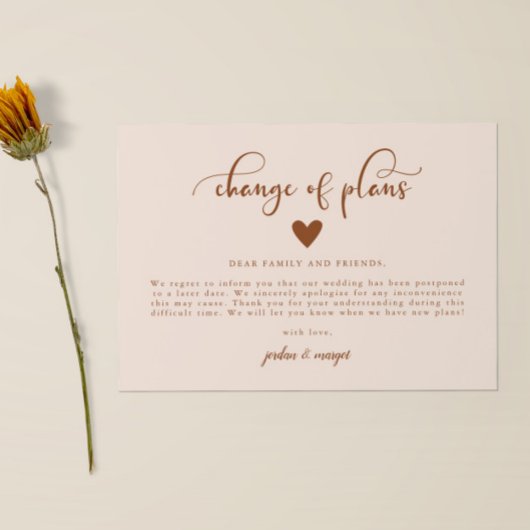 Änderung der Pläne für die Meldung der Hochzeitsak Ankündigung