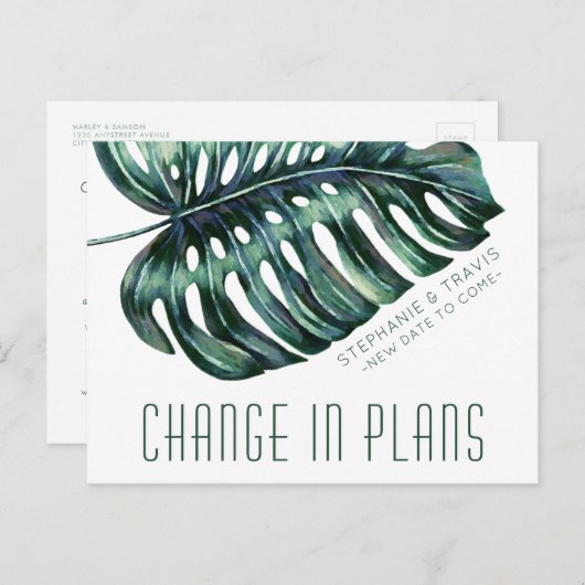 Änderung der Pläne für die Verschiebung tropischer Postkarte (Vorne/Hinten)