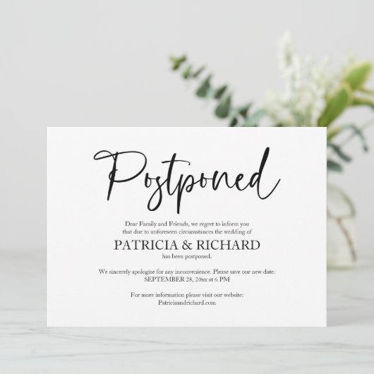 Änderung der Pläne für die verspätete Ankündigung (Stehend Vorderseite)