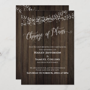 Änderung der Pläne für die verspätete Hochzeitskar Einladung