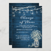 Änderung der Pläne Gipskraut String Lights Rustic Einladung (Vorne/Hinten)