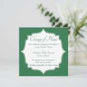 Änderung der Pläne Grüne verspätete Hochzeitskarte Einladung (Stehend Vorderseite)