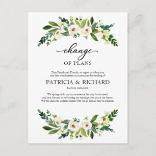 Änderung der Pläne Grüner Hochzeit Aufschub Postkarte