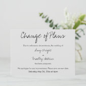 "Änderung der Pläne" Hinausgezögerte Hochzeitgrauk Einladung (Stehend Vorderseite)