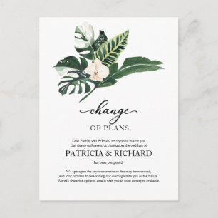 Änderung der Pläne Hochzeit Verschiebung Tropisch Postkarte