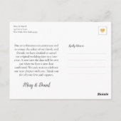 Änderung der Pläne Hochzeitspause Eleganter Chic Postkarte (Rückseite)