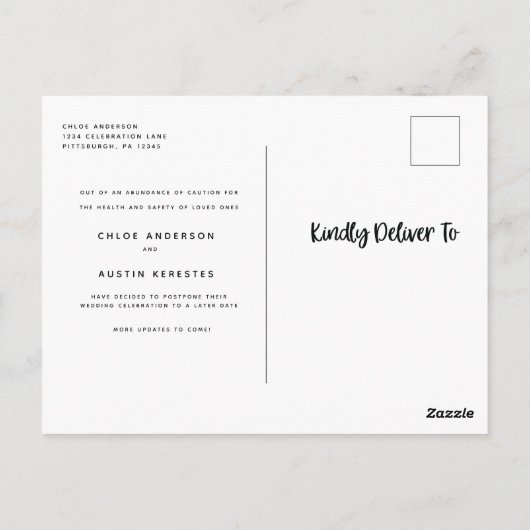 Änderung der Pläne Hochzeitspause Postkarte (Rückseite)