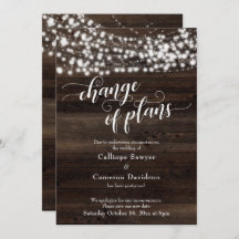 Änderung der Pläne Holzleuchten Verspätete Hochzei