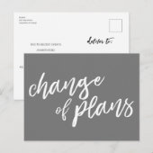 Änderung der Pläne Moderne graue Weiße Verzögerung Ankündigungspostkarte (Vorne/Hinten)