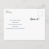 Änderung der Pläne Moderne weiße Aufschiebung der  Ankündigungspostkarte (Rückseite)