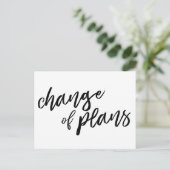 Änderung der Pläne Moderne weiße Verschiebung Ankündigungspostkarte (Stehend Vorderseite)