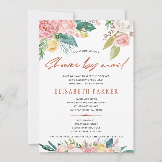 Änderung der Pläne rosa Blumendusche Babydusche pe Einladung (Vorderseite)