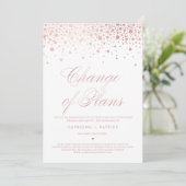 Änderung der Pläne Rose Gold Foil Confetti verscho Einladung (Stehend Vorderseite)