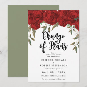 Änderung der Pläne rote Rose Hochzeitseinladung Einladung