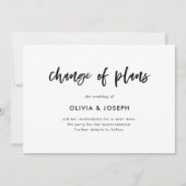 Änderung der Pläne | Schwarzweiß-Lässige Schrift Ankündigung (Vorderseite)