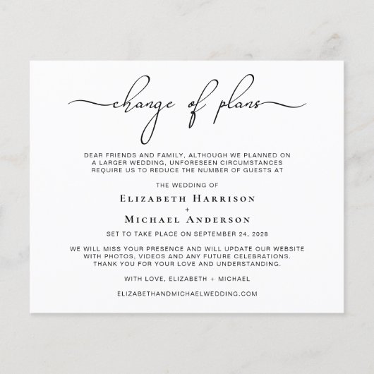 Änderung der Pläne Script Hochzeitsankündigung (Vorderseite)