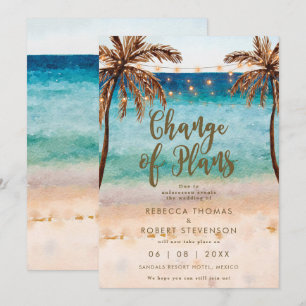 Änderung der Pläne Tropische Hochzeit am Strand Einladung