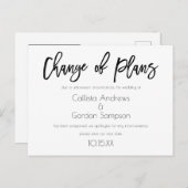 Änderung der Pläne Weißer Schwarzer Hochzeit versc Ankündigungspostkarte (Vorne/Hinten)