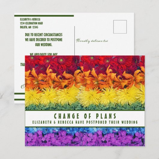 Änderung der planmäßigen Blume Postkarte (Vorne/Hinten)