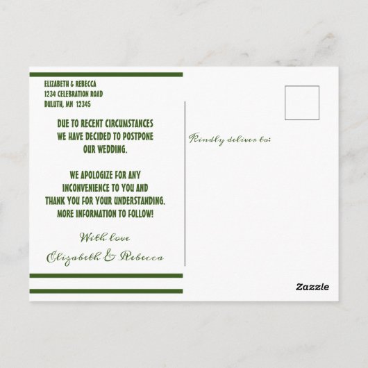 Änderung der planmäßigen Blume Postkarte (Rückseite)