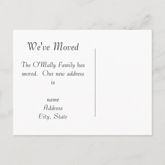 Änderung der Postkarte (Rückseite)