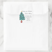 Änderung des Adressaufklebers Weihnachtsbaum Quadratischer Aufkleber (Tasche)