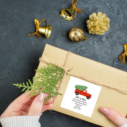 Änderung des Adressaufklebers Weihnachtsbaum Quadratischer Aufkleber