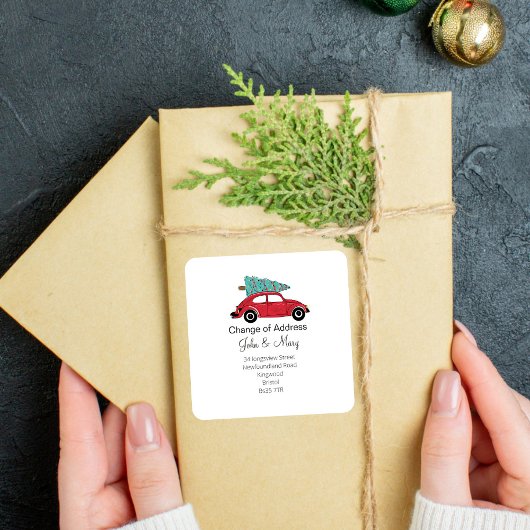 Änderung des Adressaufklebers Weihnachtsbaum Quadratischer Aufkleber