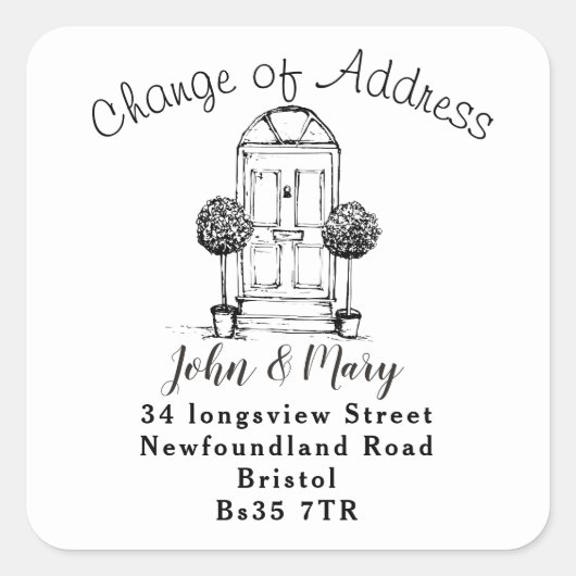 Änderung des Adressenaufklebers an der Vordertür Quadratischer Aufkleber (Vorderseite)