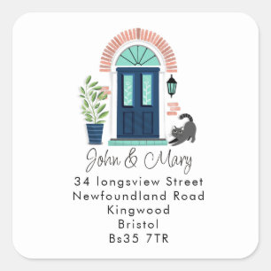 Änderung des Adressenaufklebers Blau Vordertür & K Quadratischer Aufkleber