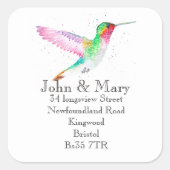Änderung des Adressenaufklebers Wasserfarbvogel Quadratischer Aufkleber (Vorderseite)