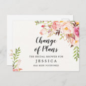 Änderung des Brautparty "Zurückgestellt" Postkarte (Vorne/Hinten)