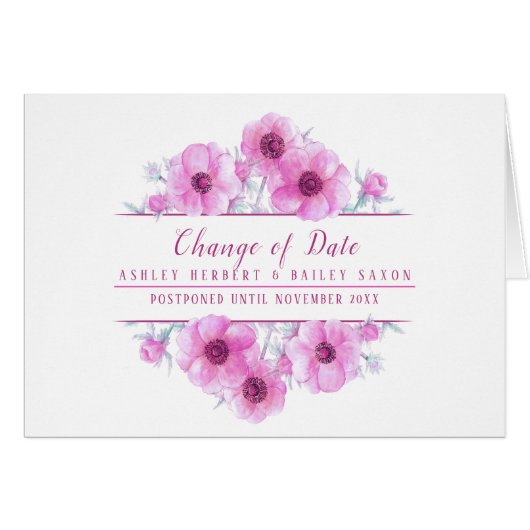 Änderung des Datums anemone rosa Hochzeit verschob (Vorderseite (Horizontal))
